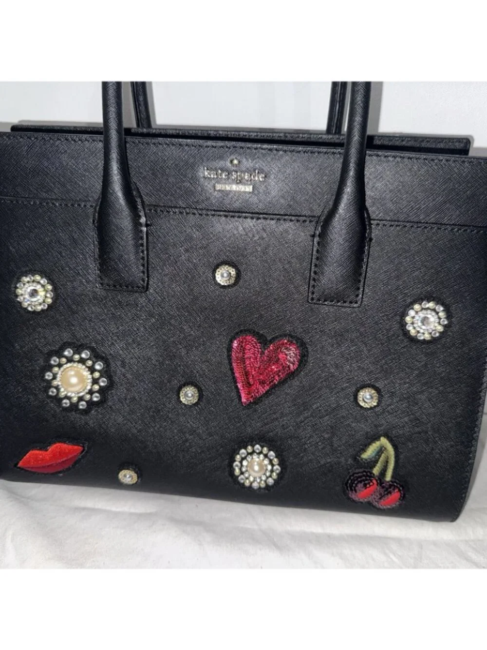 NWOT KATE SPADE x Rodin Fields Cameron Sequin Patches Large Leather Satchel